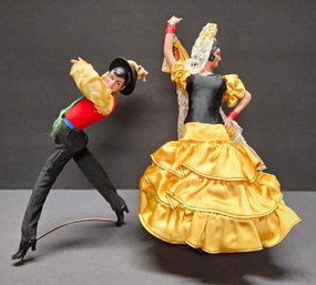 (62) Pair (2) Vintage Spanish Flamenco Dancer Collectors Dolls From Spain From 1950s
