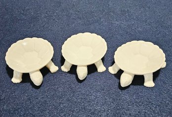 (KG10) Lot Of (3) Vintage White Glazed Porcelain Turtle Dish Made In Italy.