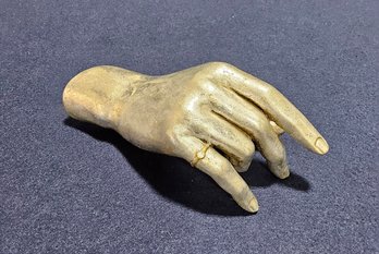 (KG114) A Silver-Toned, Life-Sized Decorative Hand Sculpture Marked W/ A Copyright 'TMS 2002'.