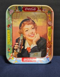(D32) Vintage 1953 Coca-Cola 'Menu Girl' Metal Serving Tray