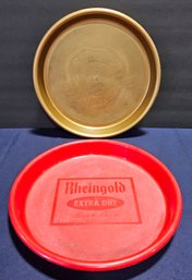 (D33) Pair (2) Vintage Beer Bar Trays # 1 Ballantine Beer #2 Rheingold Extra Dry