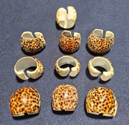 (A6) Lot Of (10) Pcs. Vintage Tiger Cowrie Shell Napkin Rings