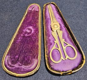(C14) Antique Ball Black Co.19th Century Victorian Era Silver Plated Grape Scissors (In Original Case)