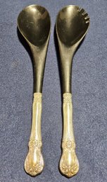 (C15) Vintage French Provincial Salad Serving Set W/ Sterling Silver Handles By Towle