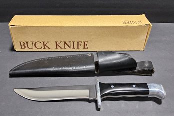 (BC13) Buck 124 Frontiersman Knife/ Bowie W/Leather Sheath (In Original Box)