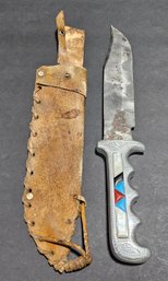 (BC36) Custom Handmade Mexican/Indian Bowie Knife Mother Pearl W/Leather Sheath