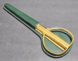(M26) Vintage (3) Pcs. Solingen German Scissors & Letter Opener W/Green Leather Case