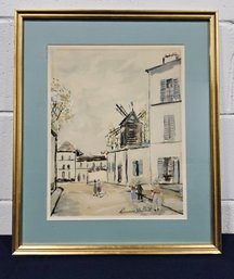 (M50) Vintage Signed Embolished Lithograph On Paper By Maurice Utrillo French Artist