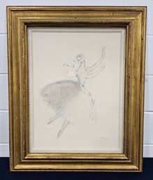 (M52) Large Vintage Watercolor & Pastel Of Ballerina By Lisa Rhana Dated 1974