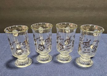 (MI92) Set Of Four (4) Vintage Anchor Hocking Irish Coffee Latte Mugs