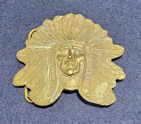 (J47) 1970s Sitting Bull Bronze Belt Buckle Marked Tiffany & Co. & A Gift From W.F. Cody Buffalo Bill