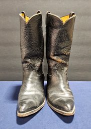 (J56) Vintage Tony Lama Black Leather Cowboy Boots EL Paso TX, Style 5020 Size 10 D