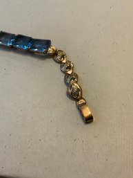 (H08) 14 Kt Gold Bracelet With Blue Stones - 8.4 Dwt