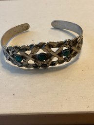 (H021) Navajo Sterling & Turquoise Bracelet - .55 Troy Oz