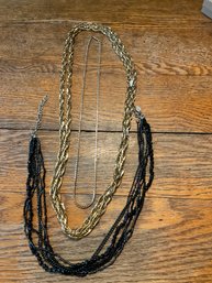 (H083) Lot Of Three (3) Costume Jewelry Necklaces - Krementz, Monet & Leazana