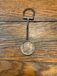 (H091) Vintage Philippines 50 Centavos 1945-s .750 Silver Coin Keychain