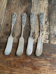 (MRS2) Set Of Four (4) .830 Silver Butter Knives - 3.48 Troy Oz