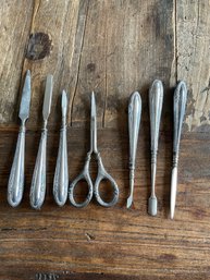 (MRS9) Vintage Seven (7) Piece .800 Silver Handled Manicure Set