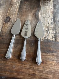 (MRS12) Lot Of Three (3) Sterling Silver Handled Servers