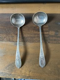 (MRS3) Set Of Two (2) Sterling Silver Sauce Ladles - 1.38 Troy Oz