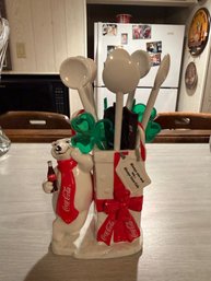 Vintage Polar Bear Coca Cola Statue Holder