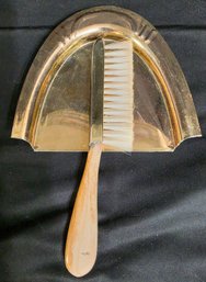 Vintage Brass & Wooden  Table Crumb Sweeper Set