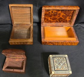 4 Wooden Trinket Boxes