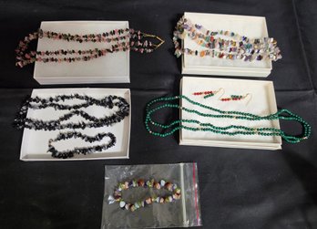 Various Beaded Gemstone Necklaces And Jewelry Sets.