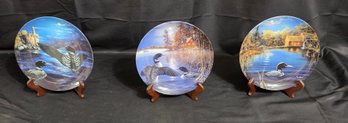 3 Collectors Plates From Night Songs The Loon Set Lot #2.