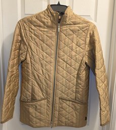 Barbour Jacket Is A Muted Stripe Quilted Beige Design