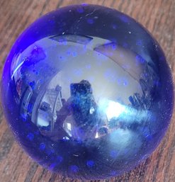 Blue Art Glass Bubbles Paperweight Orb (heavy)