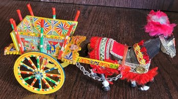Vintage Ferrara Paper Mache Horse And Cart