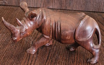 Wooden Carved Rhino