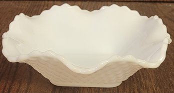 Vintage Diamond Milk Glass Bowl