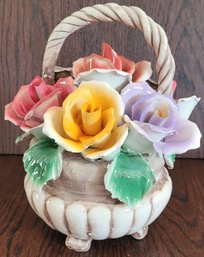 Large Vintage Gorgeous Capodimonte Floral Centerpiece Basket