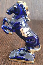 22K Gold Limoges Castel Blue Cobalt Horse