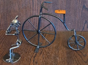 Metal Bike And Nuts & Bolts Baseball Guy