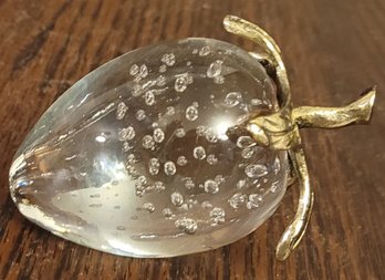 Vintage Blown Glass Strawberry Paperweight