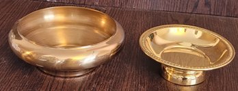 2 Gold Toned Bowls/candle Holders