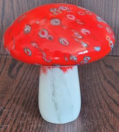 Red White Glass Mushroom Figure