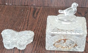 2 Glass Trinket Boxes