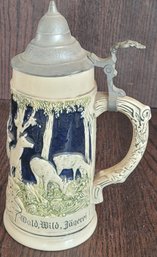 Bravo Vintage German Beer Stein Pewter Lid