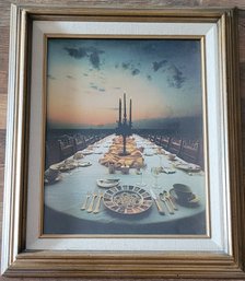 Vintage The Feast Picture In Wood Frame