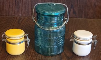 Vintage Avon Bale Jar And 2 Small Canisters