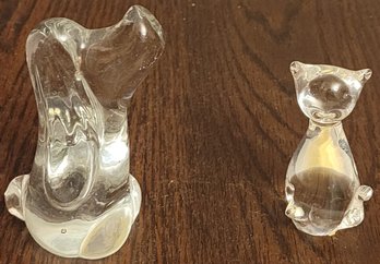 2 Art Glass Figurines