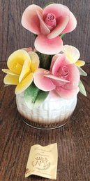 Vintage Capodimonte Neopolitan  Porcelain Floral Rose Bouquet Italy