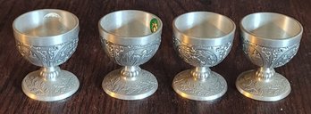 4 Pewter Embossed Goblets