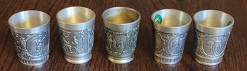 Vintage Pewter Embossed Shot Cups
