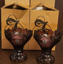 Vintage Fenton Art Glass Two Way Votive Candle Holders