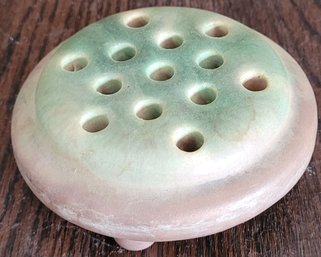 Vintage Weller Pottery Flower Frog Light Green